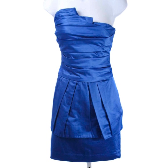 BCBGMAXAZRIA Blue Strapless Peplum Cocktail Dress with Pockets NWT Size 2 - Picture 2 of 7